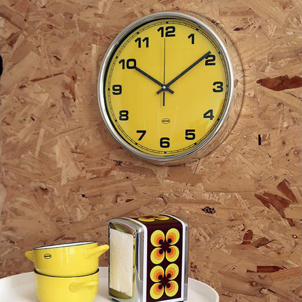 Retro wandklok sunny yellow