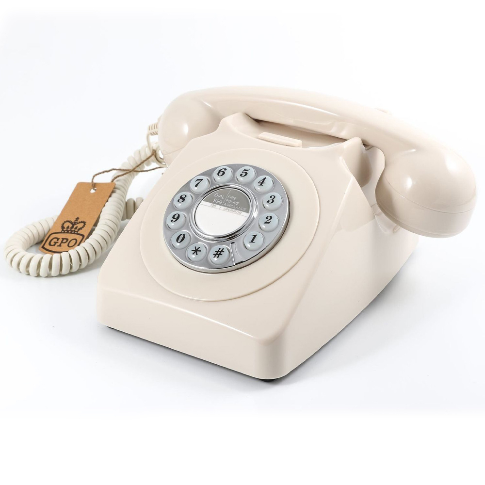 Druktoets retro telefoon ivoor