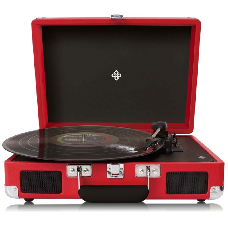 Dutch Originals Retro Platenspeler Rood-Zwart - Met ingebouwde stereoluidsprekers en 3 afspeelsnelheden