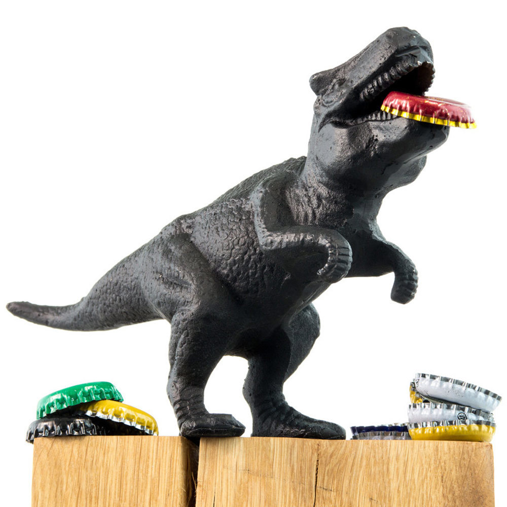 Dinosaurus t-rex flesopener van gietijzer zwart