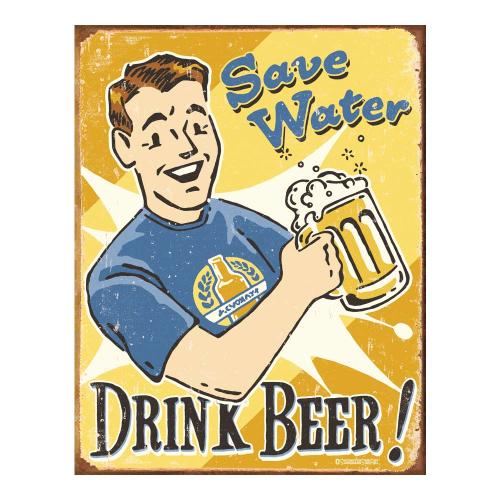 Metalen Retro Bord Save Water