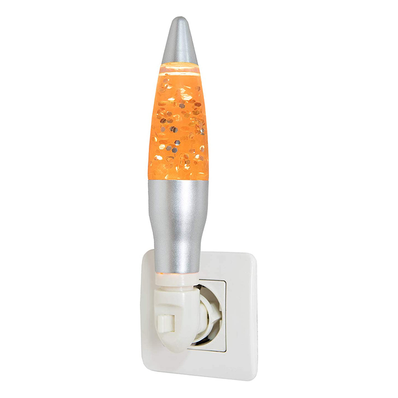 Fisura Retro LED Nachtlamp Glitter Orange Liquid - Leuke lamp voor kinderkamer, hal of slaapkamer