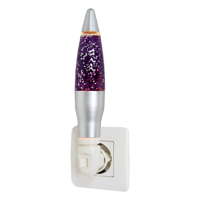 Retro LED nachtlamp glitter purple liquid