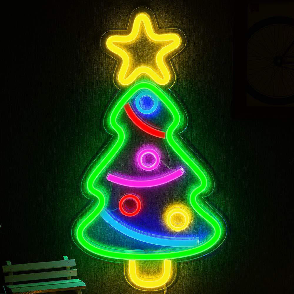 Retro Neon Verlichting Kerstboom - Multi Color - Unieke kerstversiering voor een warme en gezellige sfeer