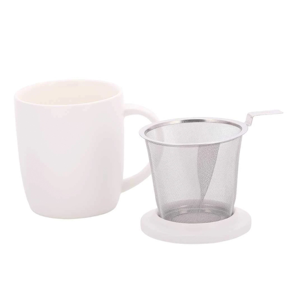 Plint retro mok met theefilter creme