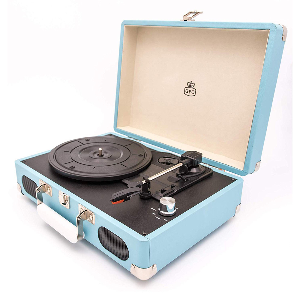 GPO Soho retro platenspeler blauw