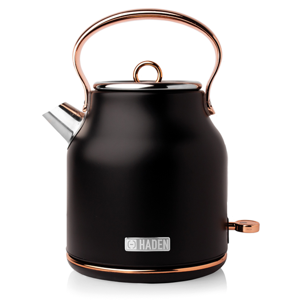 Haden Heritage retro waterkoker zwart & koper