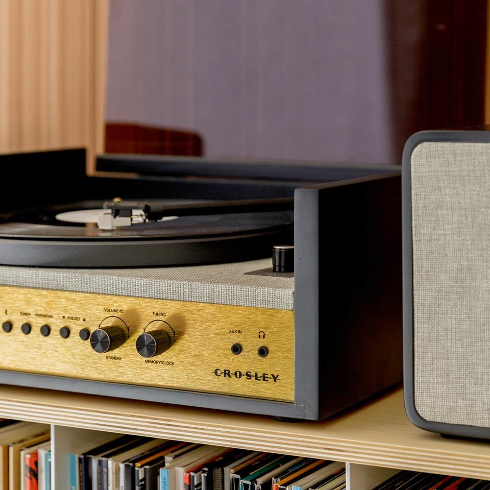 Crosley Coda Retro Bluetooth Platenspeler met Externe Luidsprekers Zwart