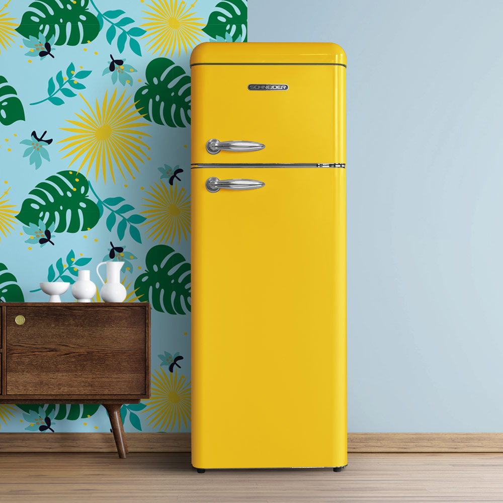Schneider SCDD 208 V Retro Koelkast Canary Yellow