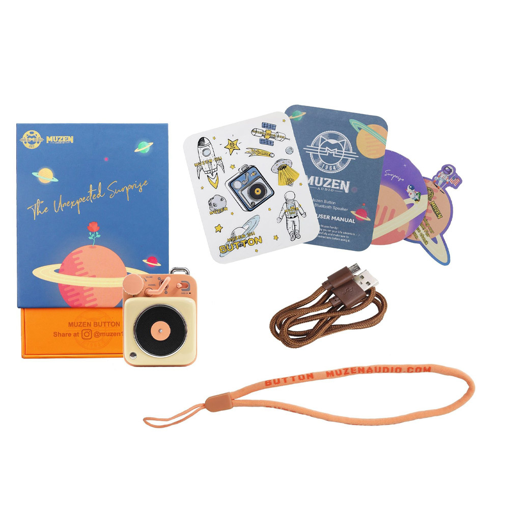 Muzen Retro Button Mini Bluetooth Speaker Peach