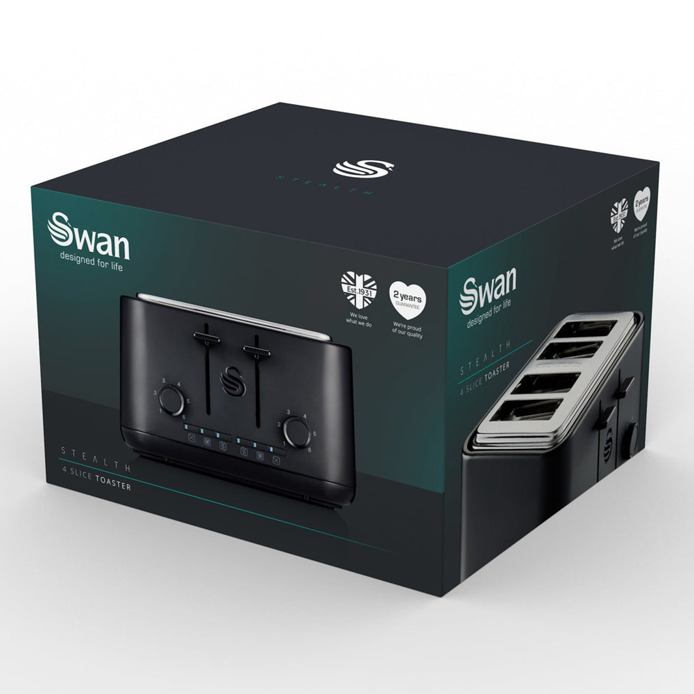 4-Slot broodrooster mat zwart 4-Slot broodrooster mat zwart
