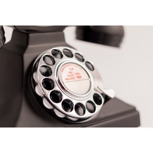 Draaischijf retro telefoon zwart