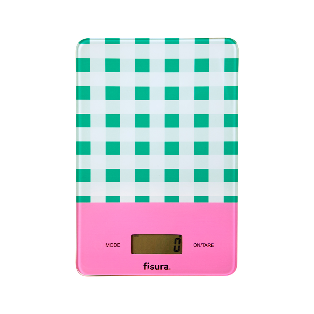 Fisura retro keukenweegschaal Gingham groen