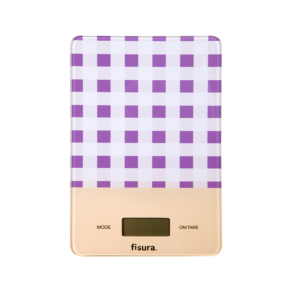 Fisura retro keukenweegschaal Gingham paars