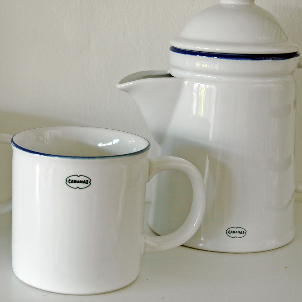 Retro koffie en theepot classic white