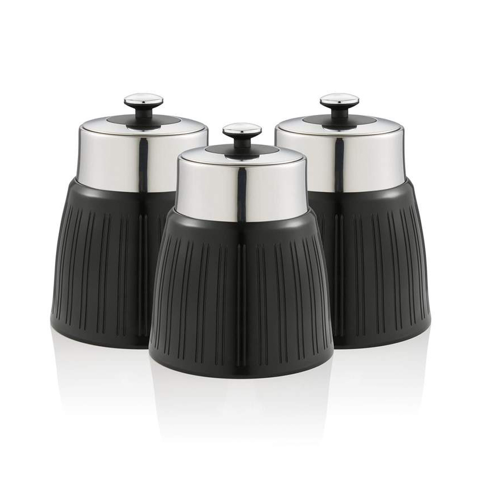 Swan retro opbergblikken set van 3 zwart