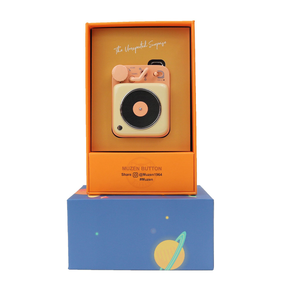 Muzen Retro Button Mini Bluetooth Speaker Peach