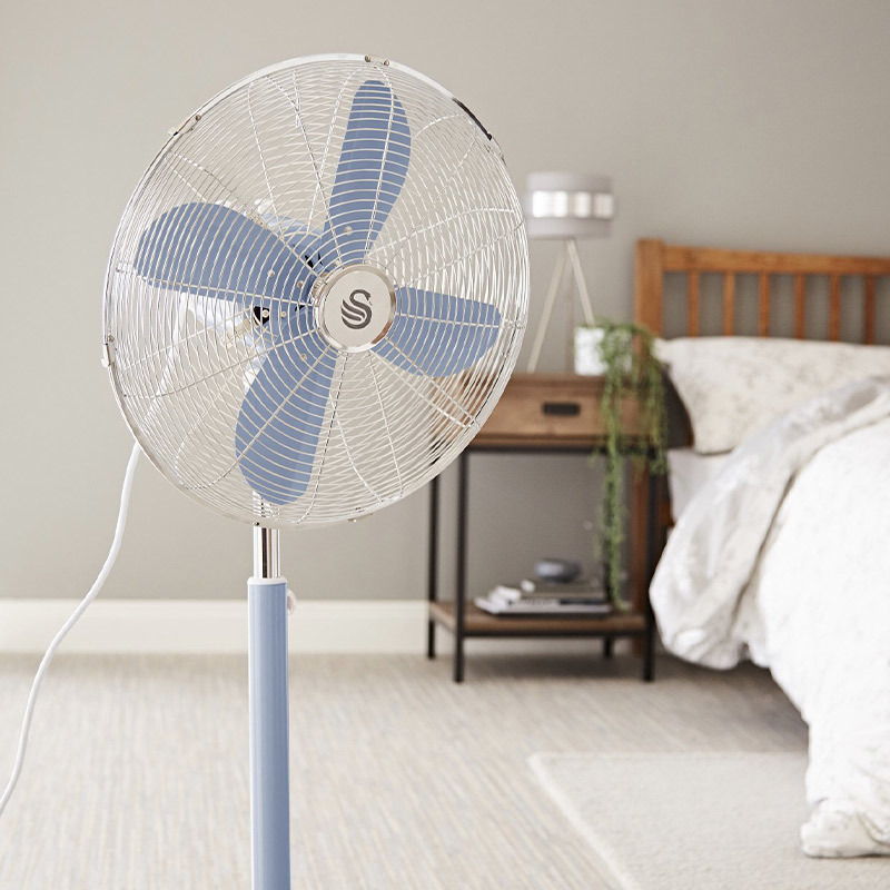 16 Inch retro vloerventilator blauw