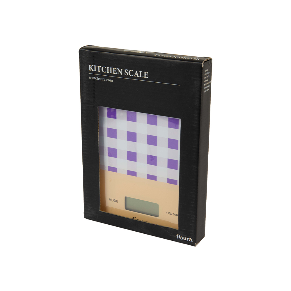 Fisura retro keukenweegschaal Gingham paars