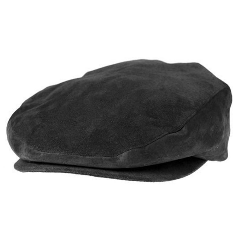 Jaxon Hats Suede 5 Point Flat Cap Zwart
