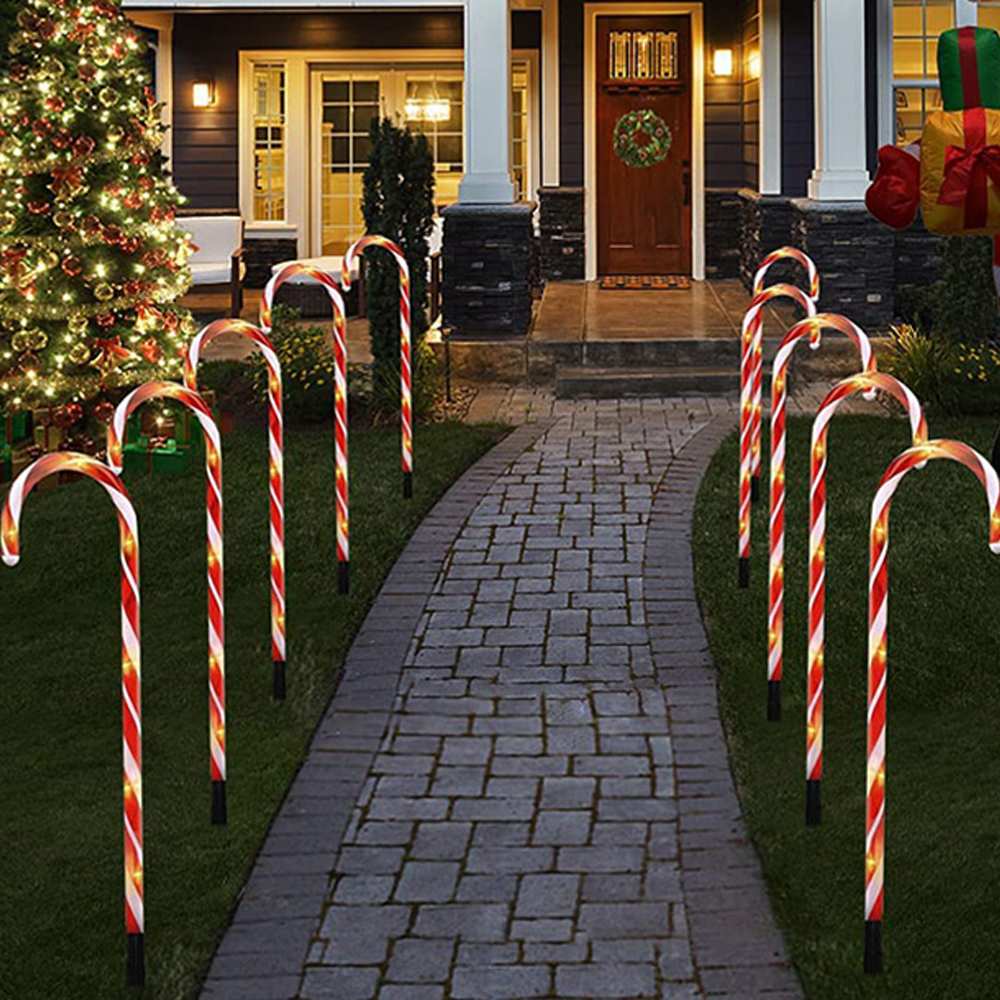 Retro zuurstok kerstverlichting met 10 zuurstokken