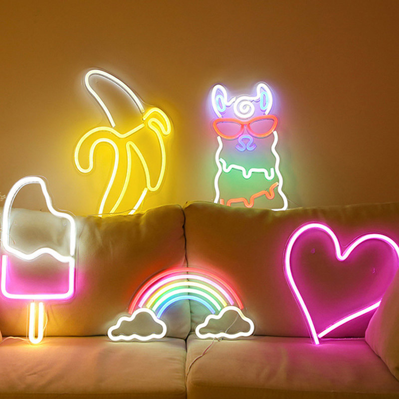 Neon verlichting ijslolly - roze wit & geel
