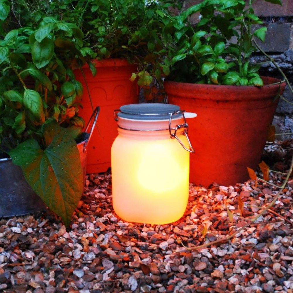 Weckpot lamp op zonne-energie geel