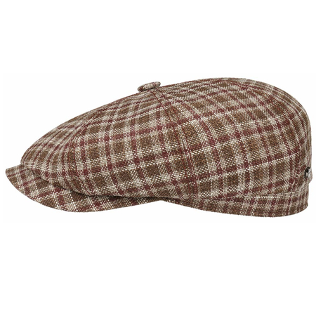 Stetson Hatteras Cerruti Quadri Wollen Newsboy Cap Ruiten Bruin