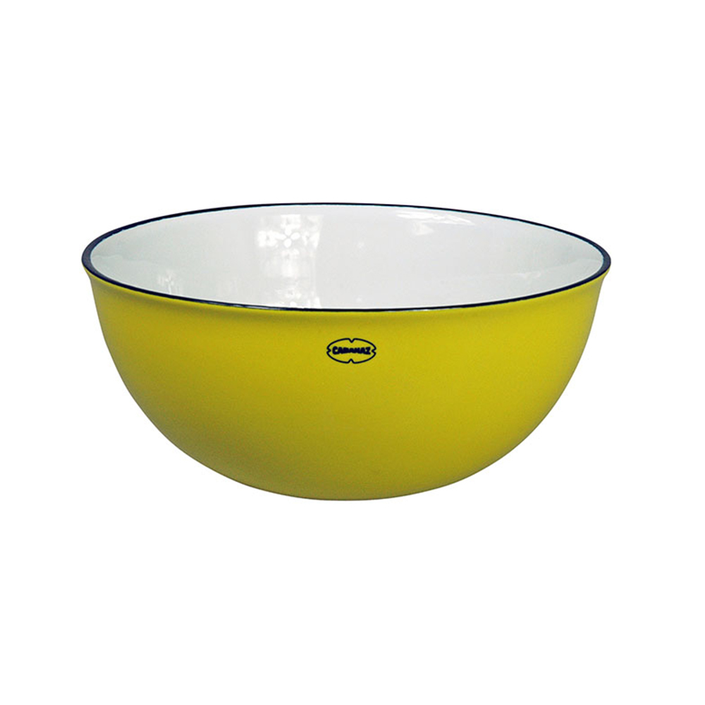 Retro saladeschaal emaille geinspireerd sunny yellow