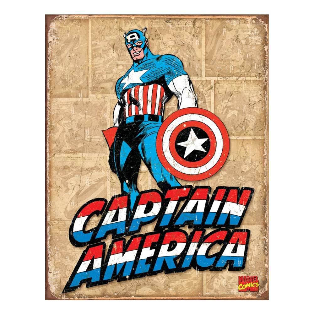 Metalen Retro Bord Captain America