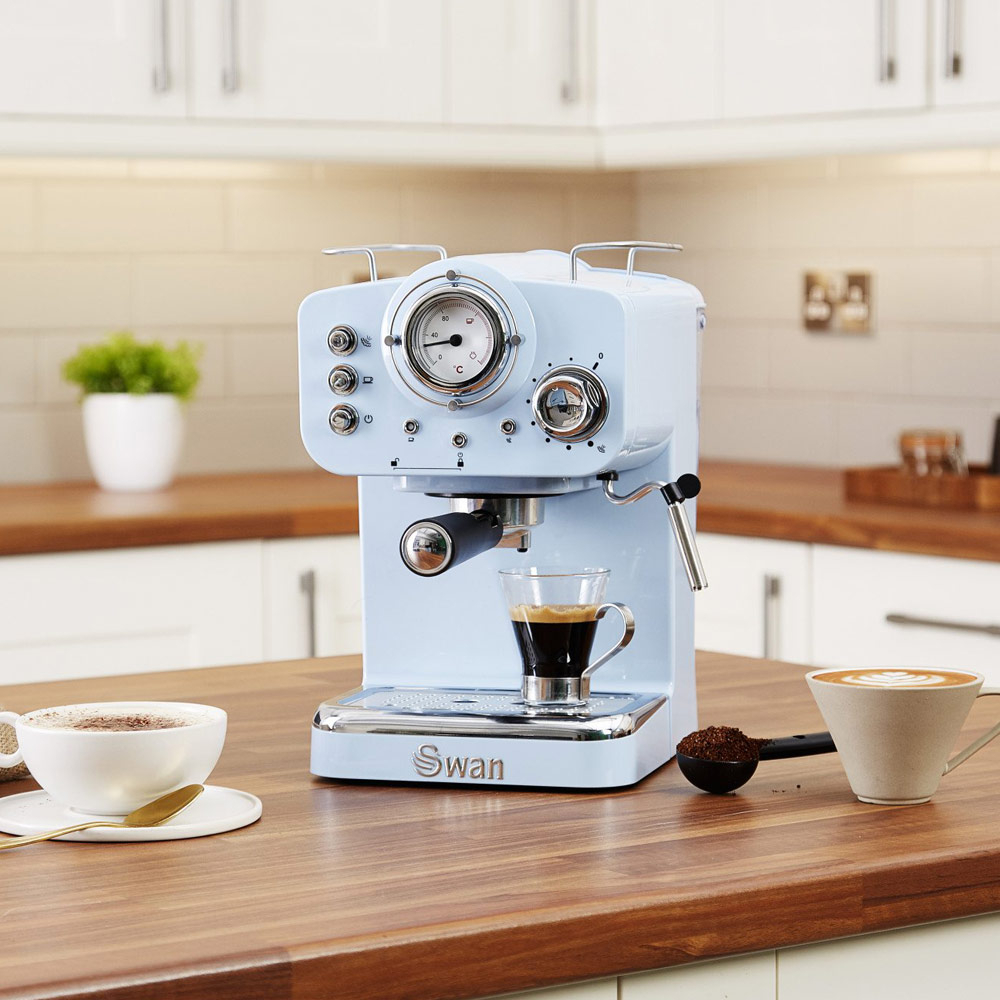 Retro espressomachine blauw