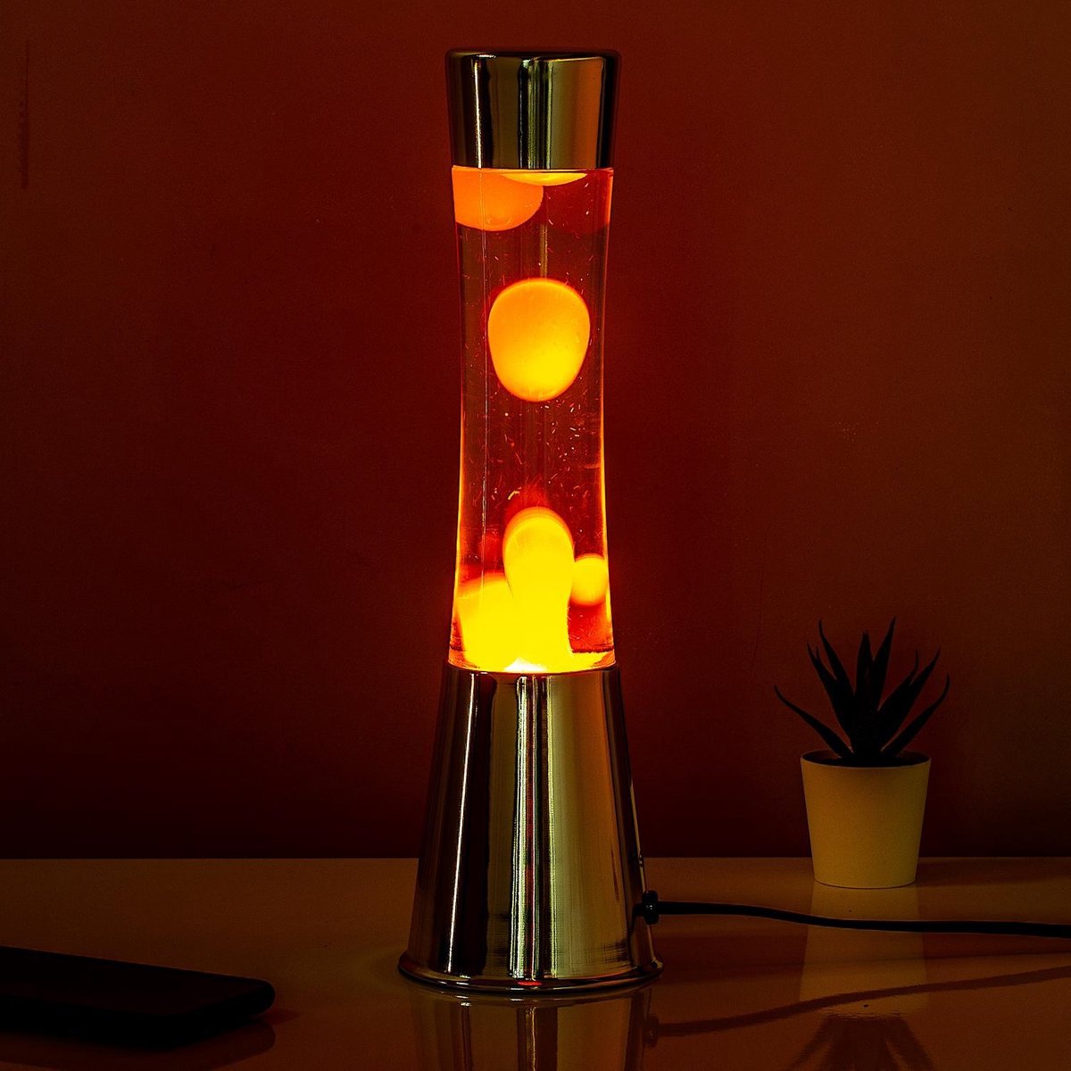 Fisura Retro Lavalamp chroom oranje