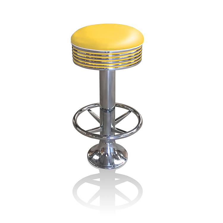 Bel Air Retro Barkruk BS-27-77 Footring Geel