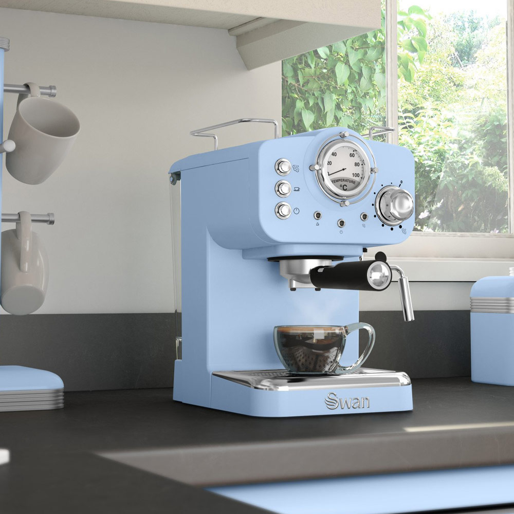 Retro espressomachine blauw