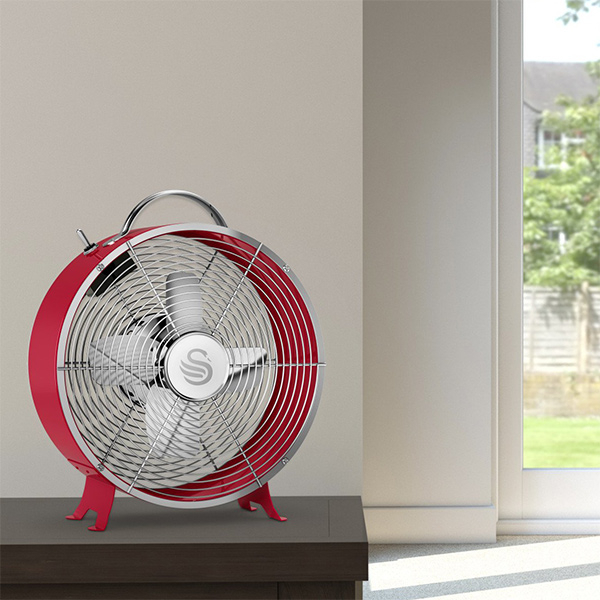 Swan retro tafelventilator 8 inch rood