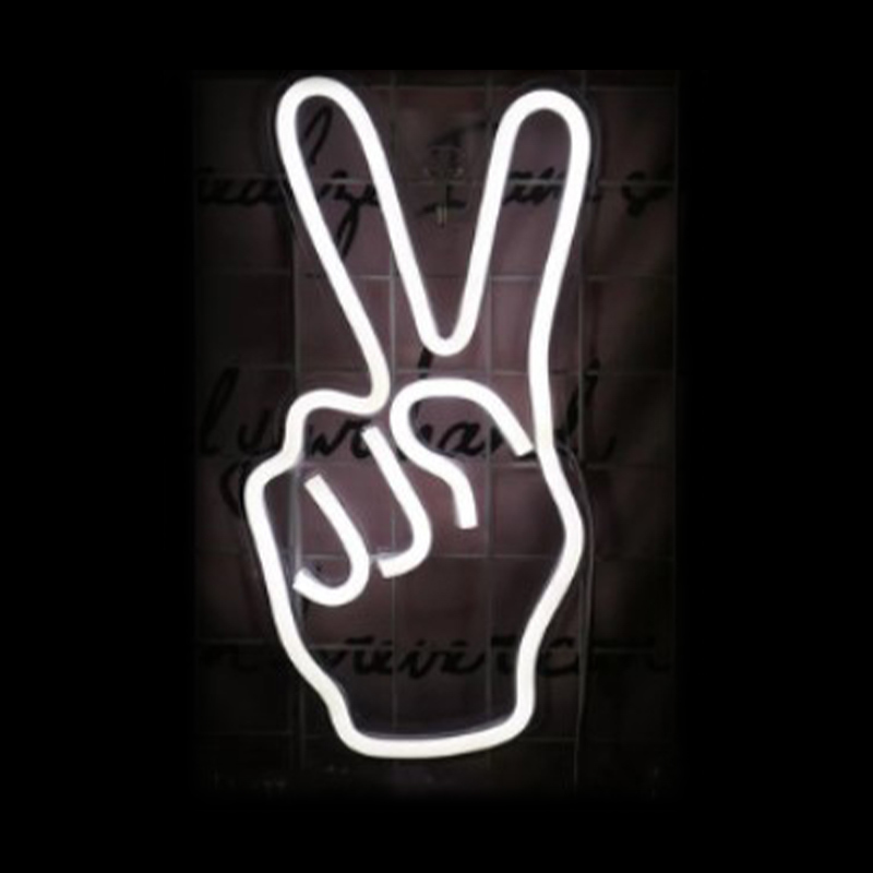 Retro neon verlichting Peace sign - wit