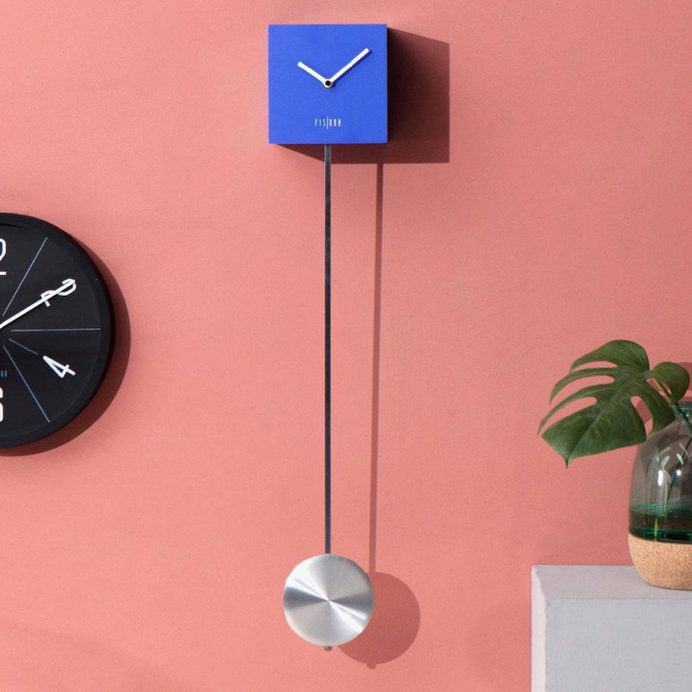 Pendulum retro wandklok met slinger blauw