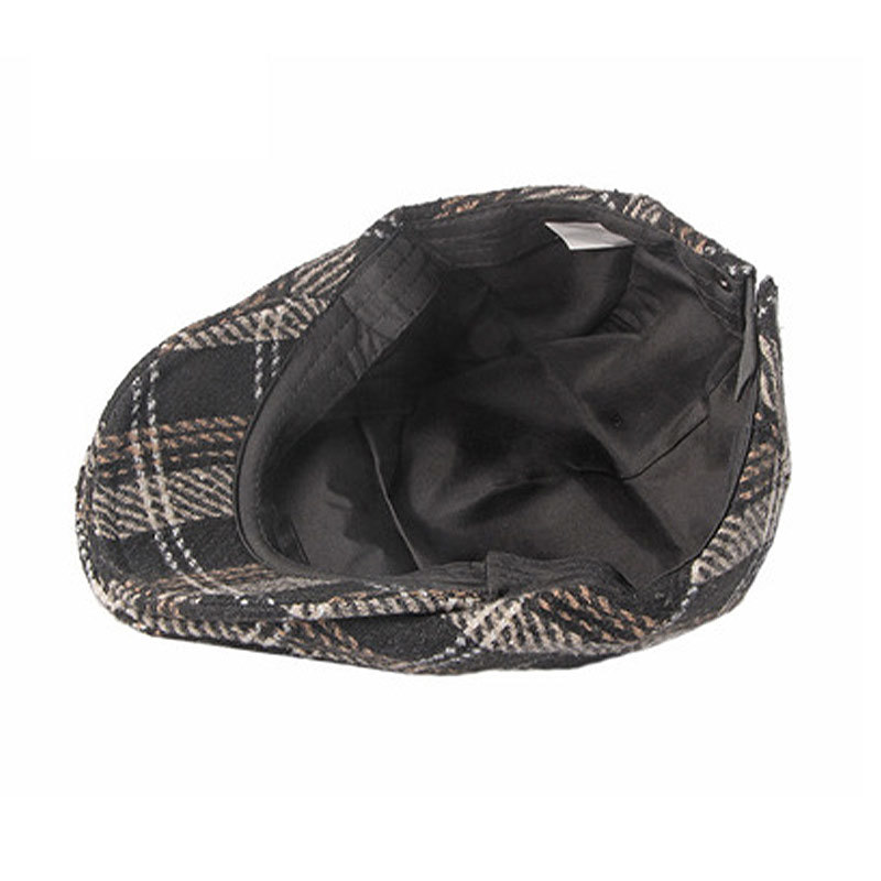 Cardiff 1962 Flat Cap One Size Zwart - Warme en comfortabele platte pet met ruitpatroon