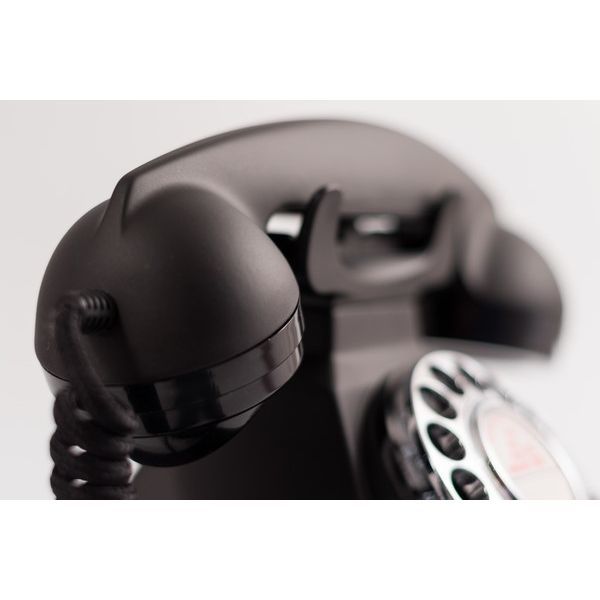 Draaischijf retro telefoon zwart