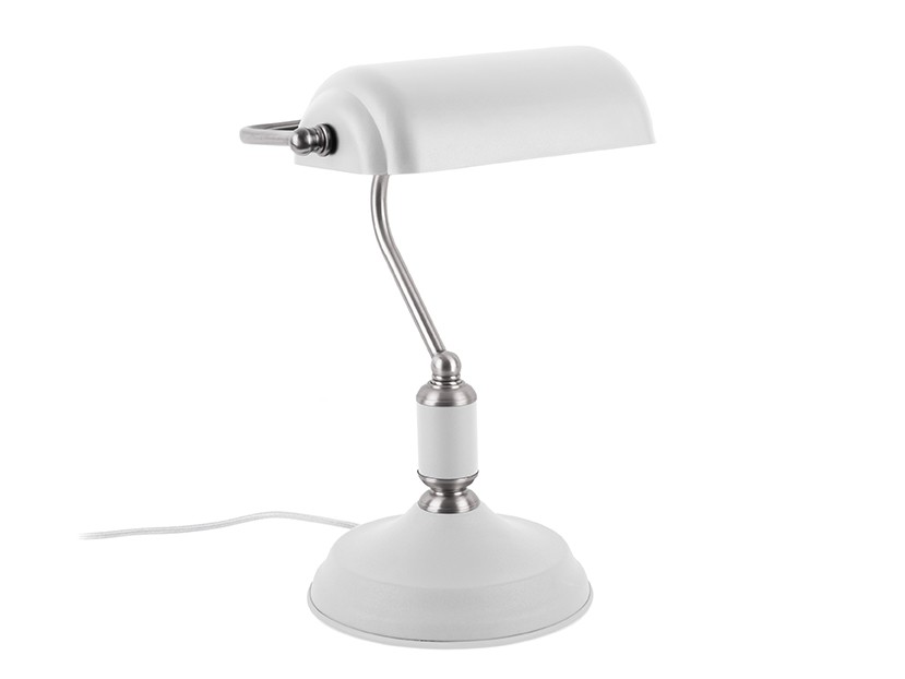 Trendy Retro Notaris Tafellamp in Wit: Klassieke Bankiersstijl