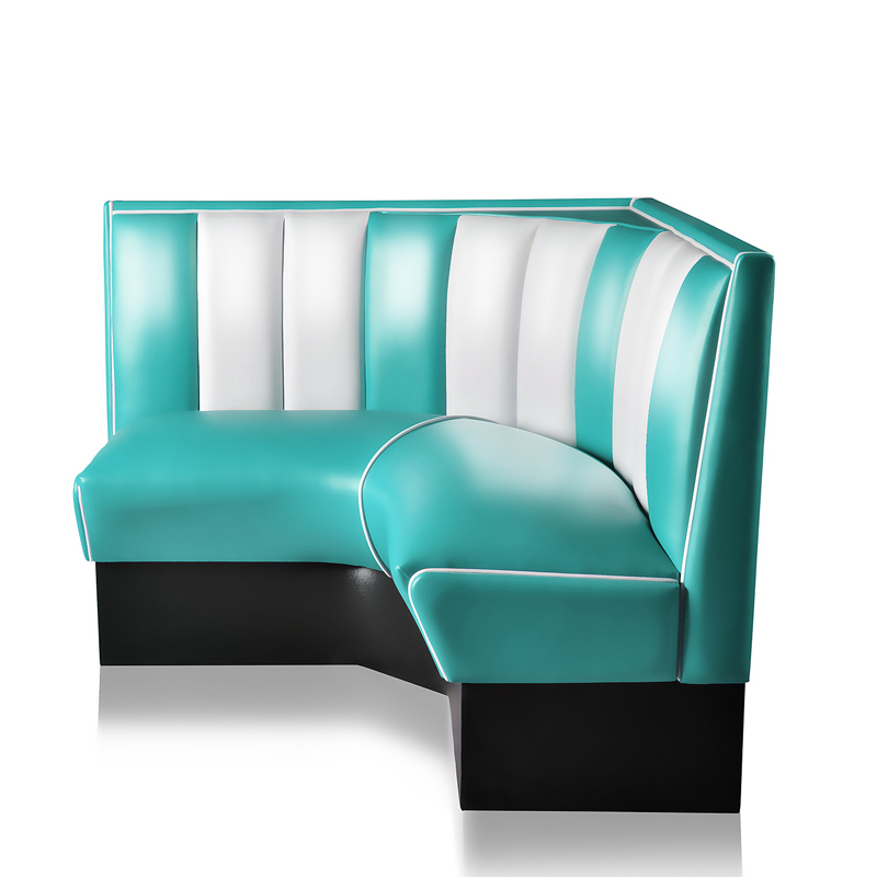 Bel Air Dinerbank Quarter Circle Booth HW-120-120 Turquoise