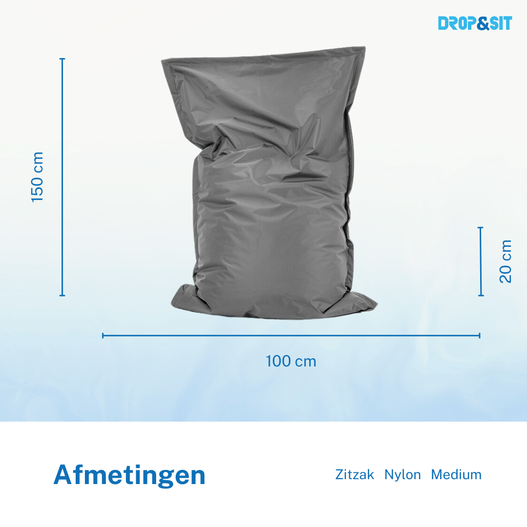Drop & Sit zitzak, grijs, voor binnen en buiten, 100 x 150 cm