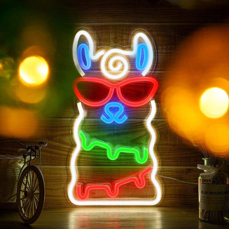 Retro neon verlichting Alpaca - multi color