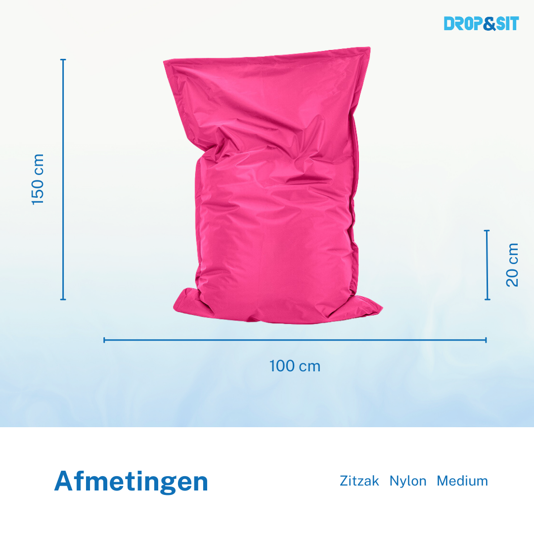 Drop & Sit zitzak, fuchsia, voor binnen en buiten, 100 x 150 cm