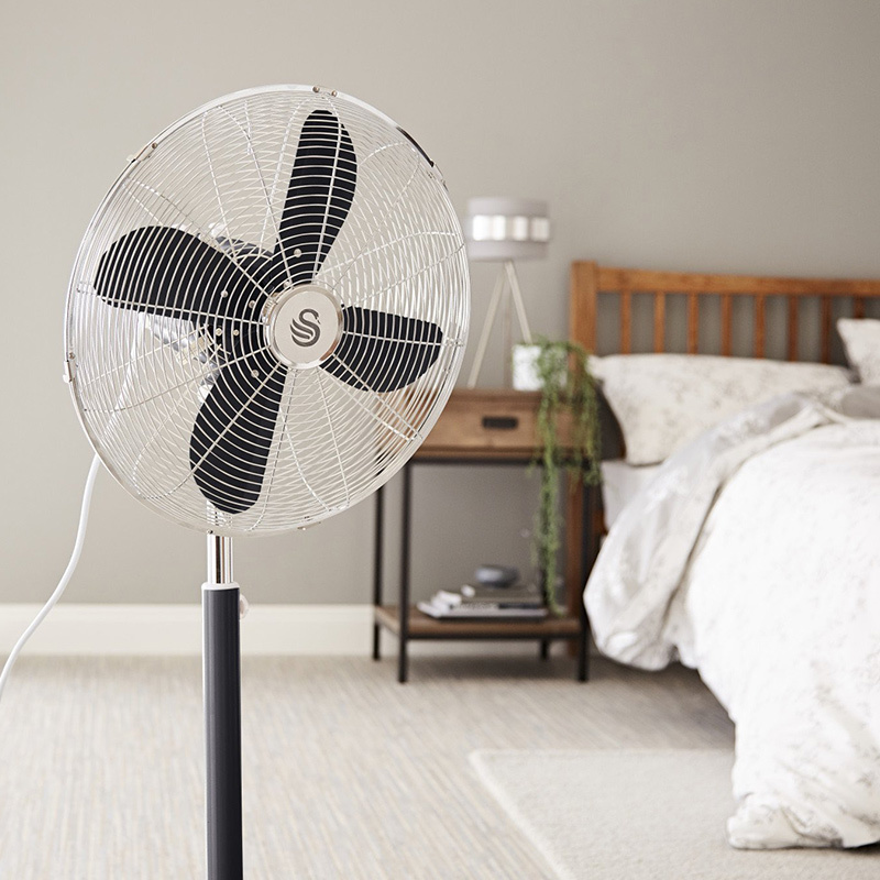 16 Inch retro vloerventilator zwart