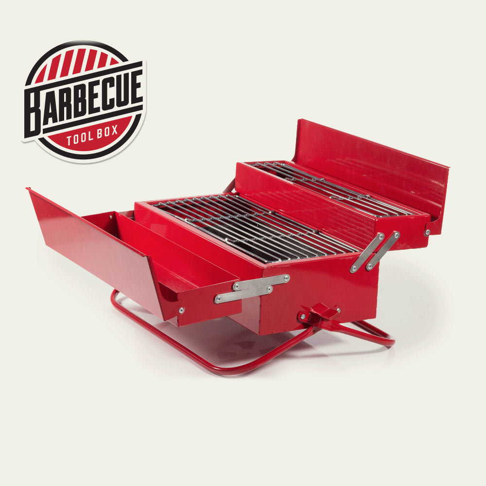 Retro draagbare barbecue rood