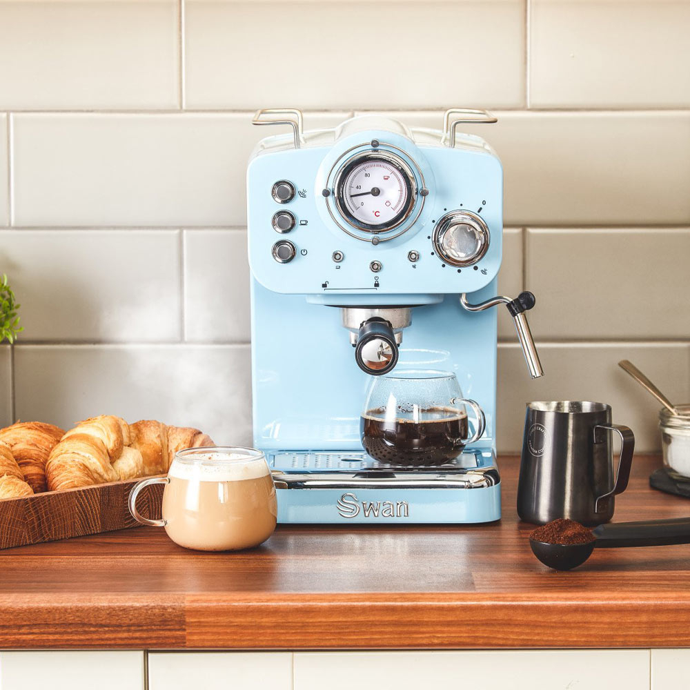 Retro espressomachine blauw