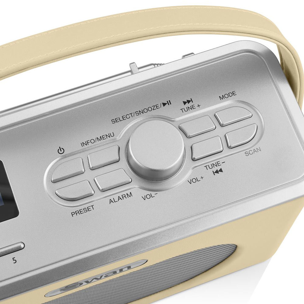 Swan draagbare retro radio DAB+ bluetooth creme