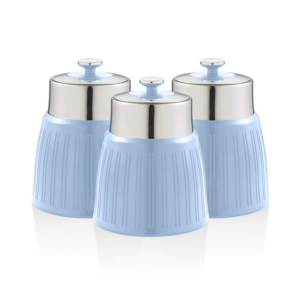 Retro opbergblikken set van 3 blauw