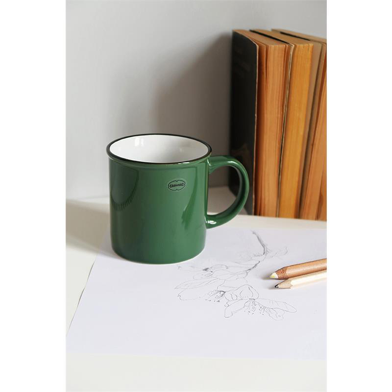 Retro mok emaille  geinspireerd pine green 250 ml